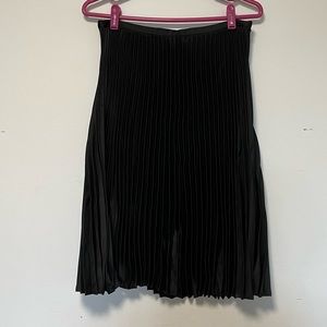 Ralph Lauren Black Pleated Midi A-line Skirt